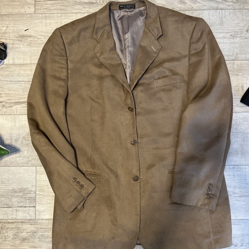 BERT PULITZER Men's  Tan Supra Suede Button Blazer 44L